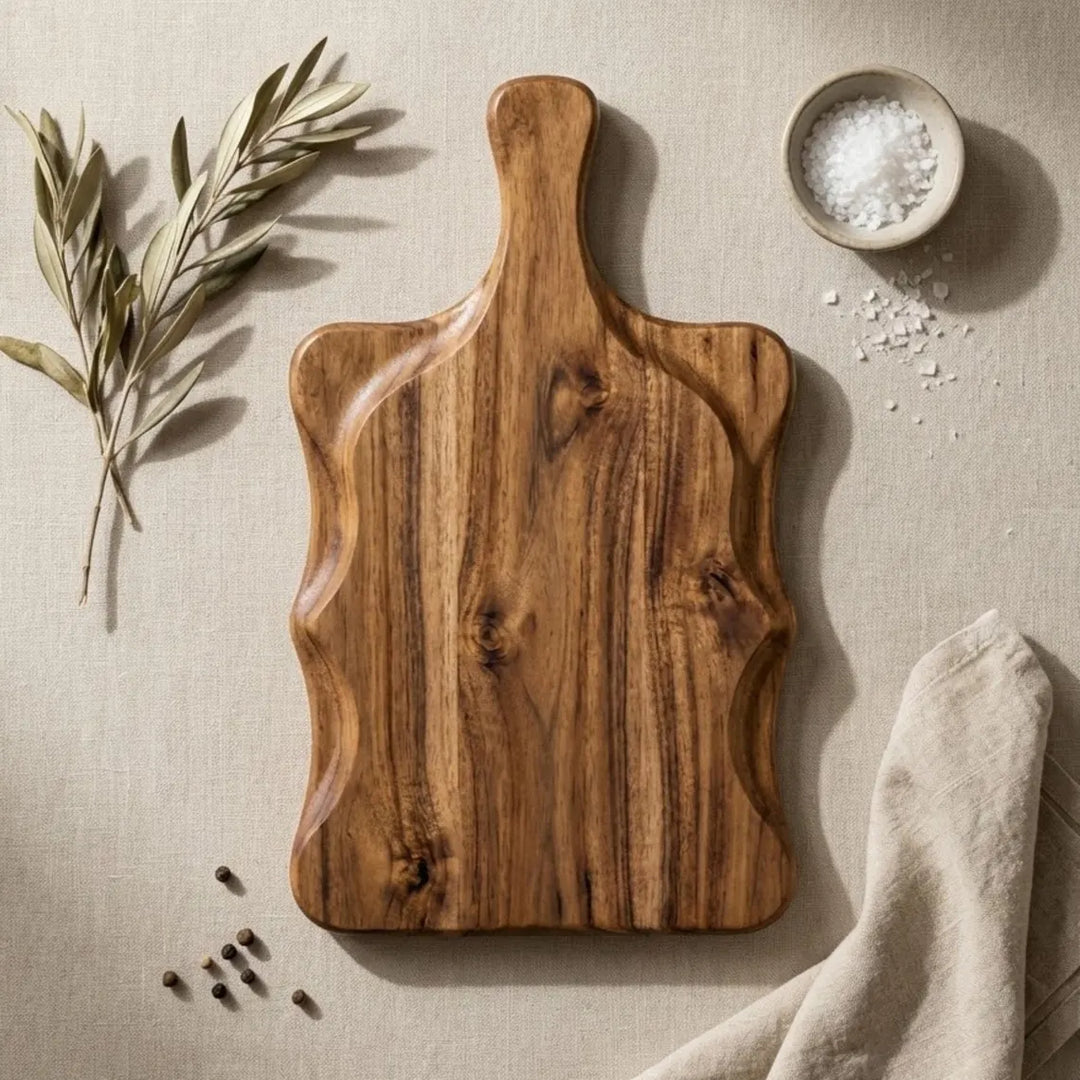 Handmade Acacia Wood Chopping Board | Sculpted Edge Wooden Cutting Board